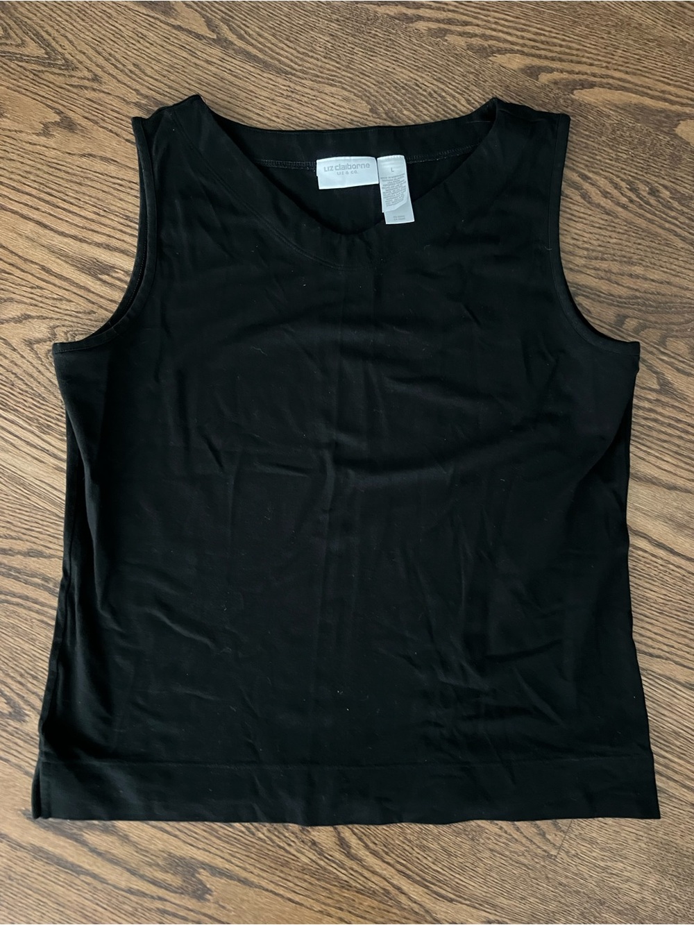 Liz Claiborne Solid Black shallow VNeck Tank